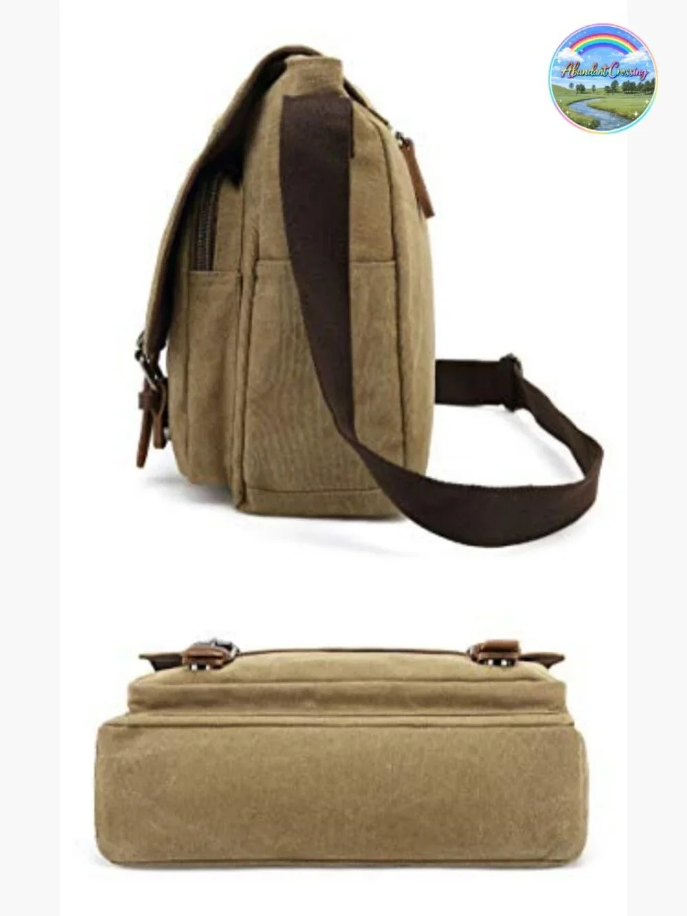 Canvas Vintage Messenger Bag Shoulder Bag Large Travel Crossbody 15inch Laptop